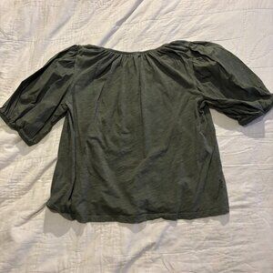 ✨ Old Navy Puff Sleeve Peasant Blouse (Olive Green)